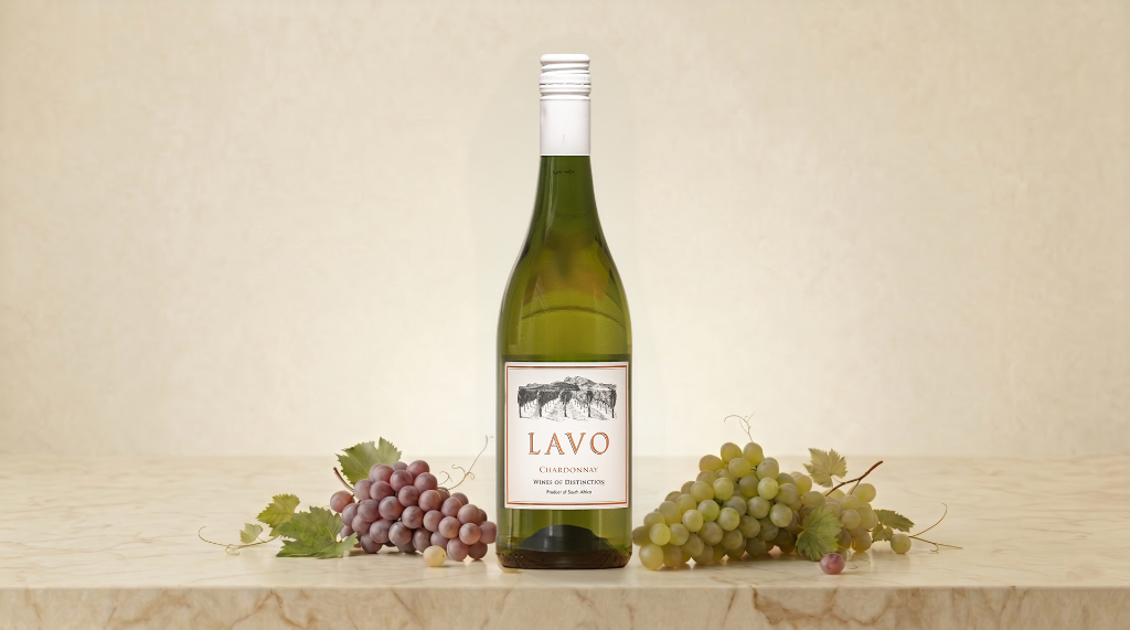 Lavo Chardonnay bottle with grapes